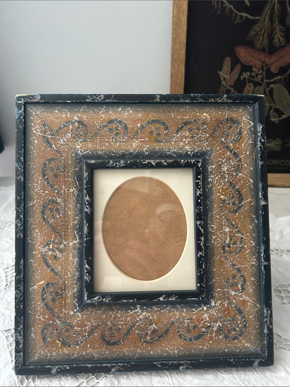 Ornate Tan and Black Decorative  vintage style Picture Frame made in France